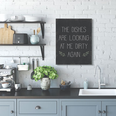 «Dish Look Dirty Funny Family Kitchen Word Design» - Impression d'art textuel sur toile