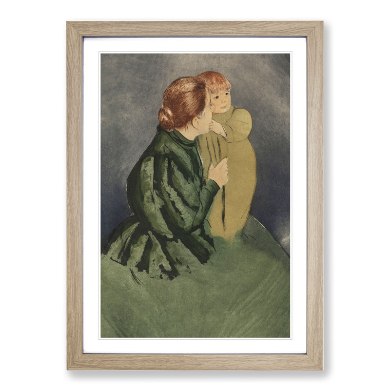 Mother and Child Vol.5 by Mary Cassatt - Framed Print, 36cm H x 27cm W x 2cm D, Oak Framed