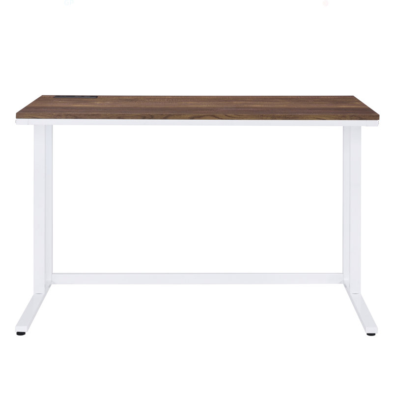 Walnut Writing Desk With USB Port, White