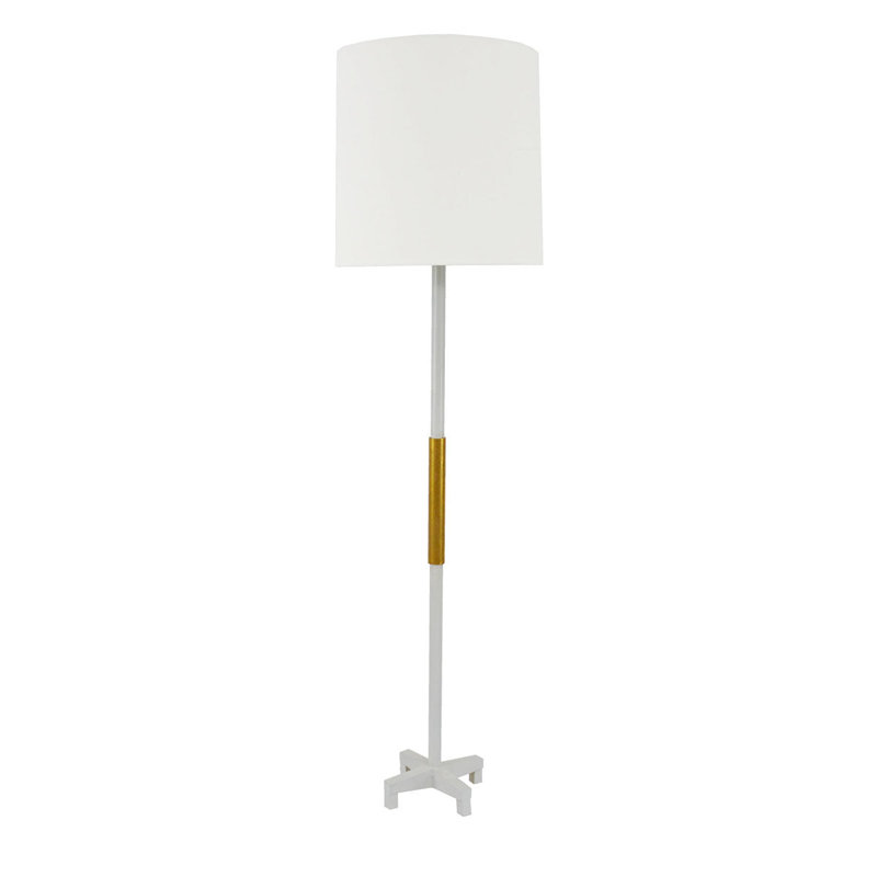 Seline Floor Lamp, White, Antiqued White/Gold Leaf