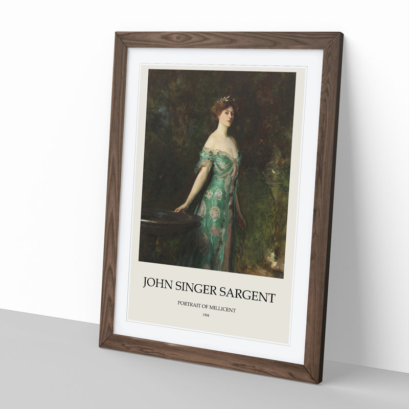 Portrait of Millicent Leveson Print by John Singer Sargent - Framed Print, 36cm H x 27cm W x 2cm D, Walnut Framed