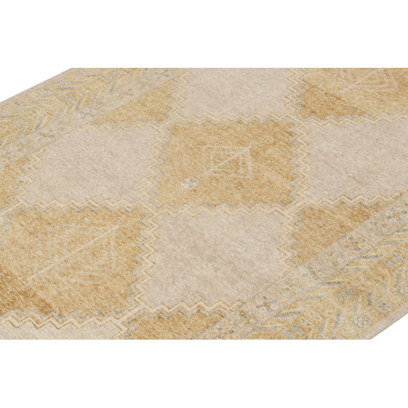Distressed Homage Hand Knotted Wool Geometric Area Rug, Rectangle 10' x 14'
