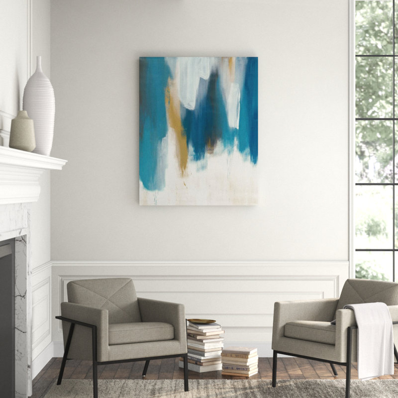 Blue Curtain II Print by Samuel Kane, Glass Coat, 50" H x 40" W