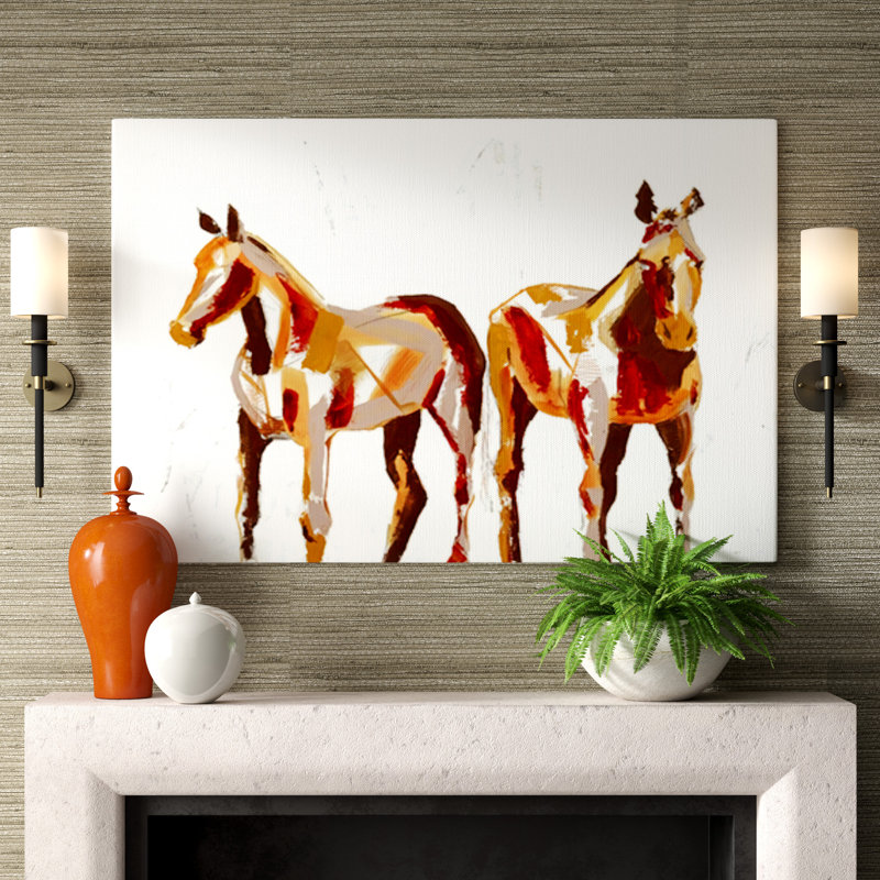 Painted Horses I Print by Milton Coppo, Glass Coat, 36" H x 54" W x 1.5" D