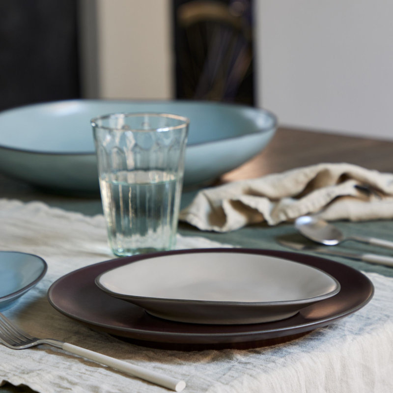 Stacked Organic Handmade Stoneware Dinner Plate, Cremini