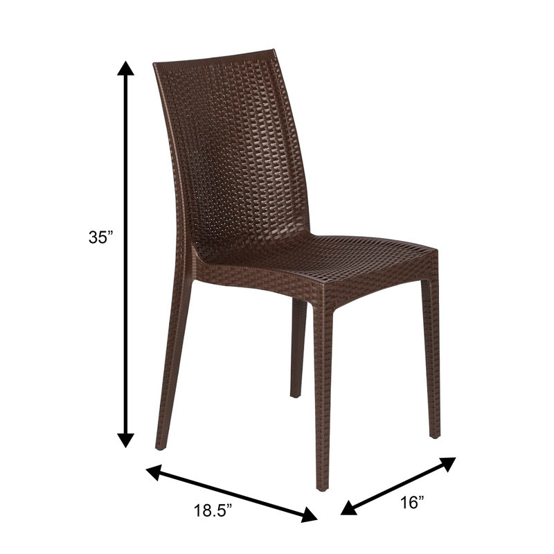 Chaise de patio en osier empilable Mace, Brun, Single