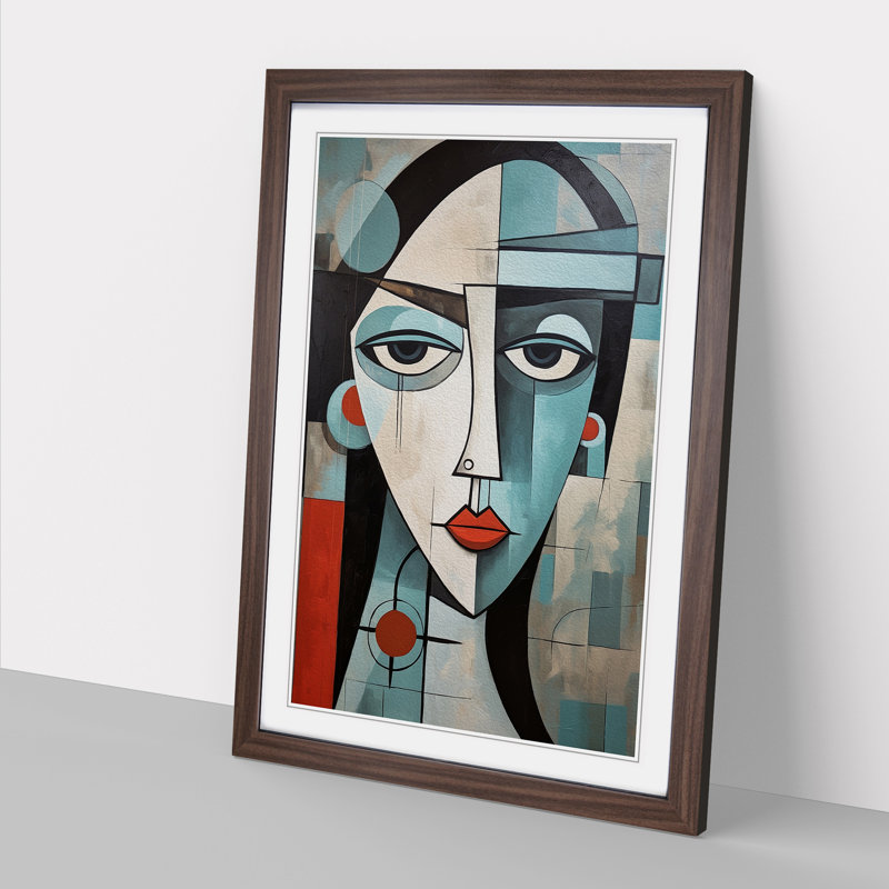 Pablo Picasso Deco No.2 - Single Picture Frame Print on Wood, Walnut , 46cm H x 34cm W x 2cm D