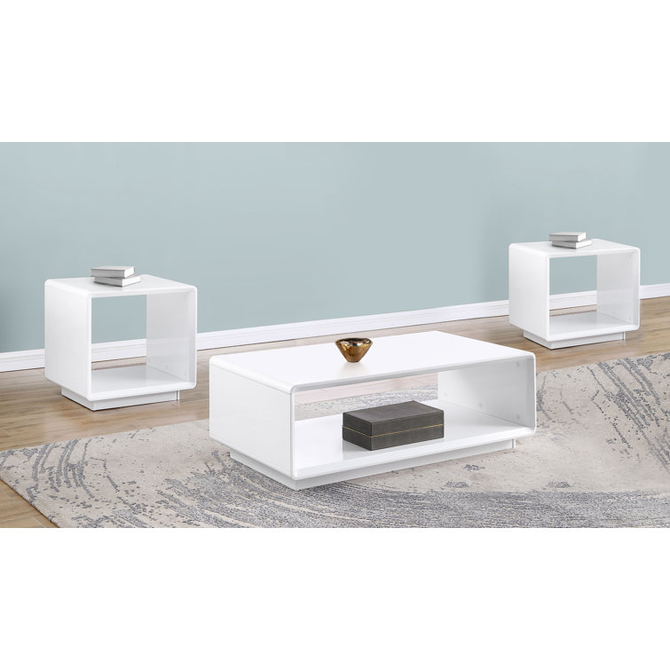 Onesta 3-Piece Coffee And End Table Set White High Gloss