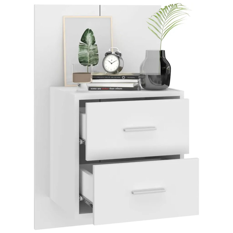 Jaicarious Wall-mounted Bedside Cabinet, High Gloss White