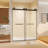 Frameless Double Sliding Shower Door 56-60 "W X 74" H, 5/16 "(8Mm) Tempered Glass, Explosion Proof Film, Stainless Steel Handle, Square Tube Track