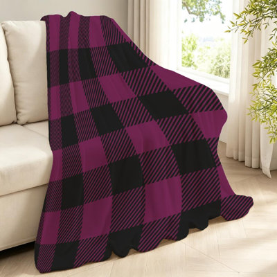 Jeté en flanelle transparente molletonné ultra doux, imprimé bison noir et magenta