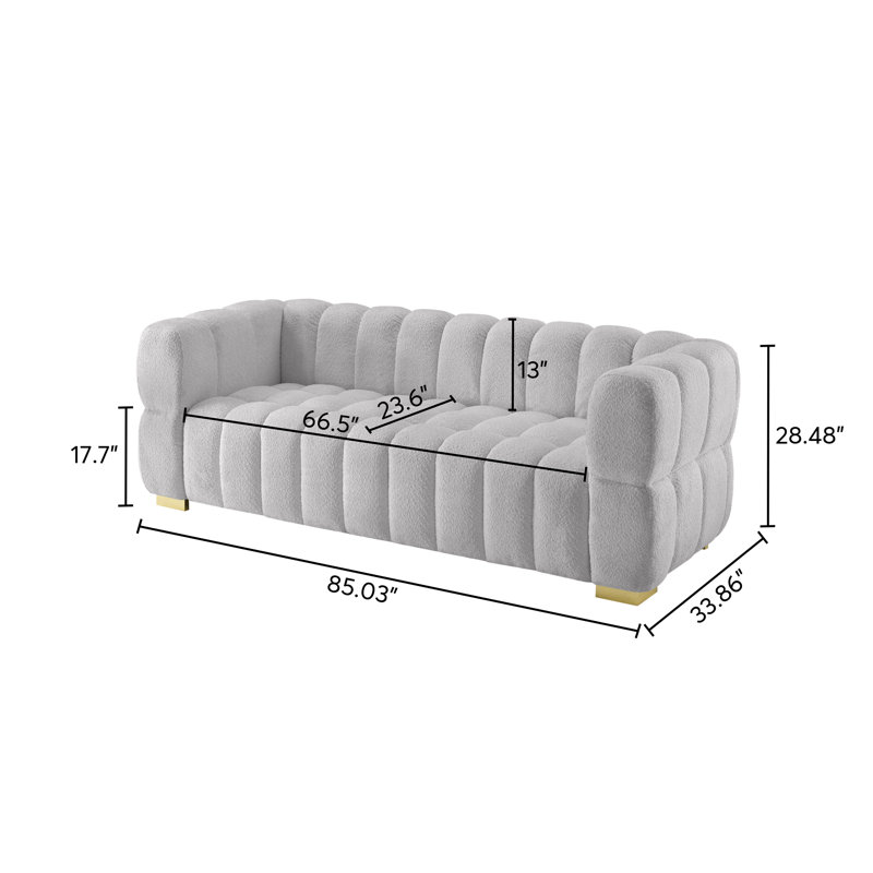 Marceil 85.03'' Upholstered Sofa, Smokey Grey 100% Polyester