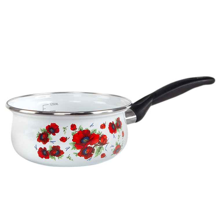 STP Goods Enamel on Steel 4.2-Quart Pot with A Glass Lid - Flowers, Size: 4 Quart, Green