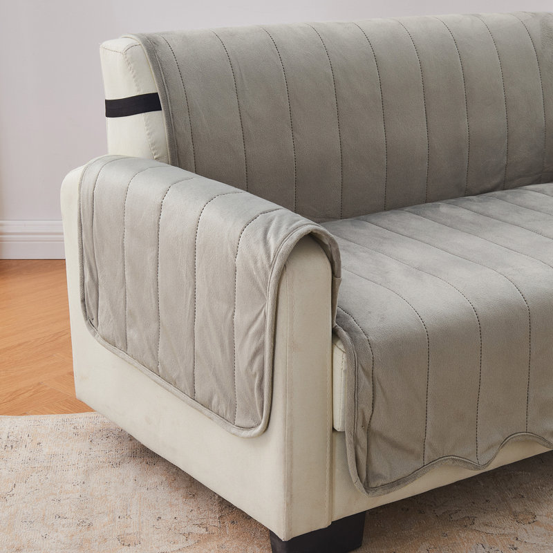Protecteur de meubles pour causeuse en velours ultra-doux, Polyester gris