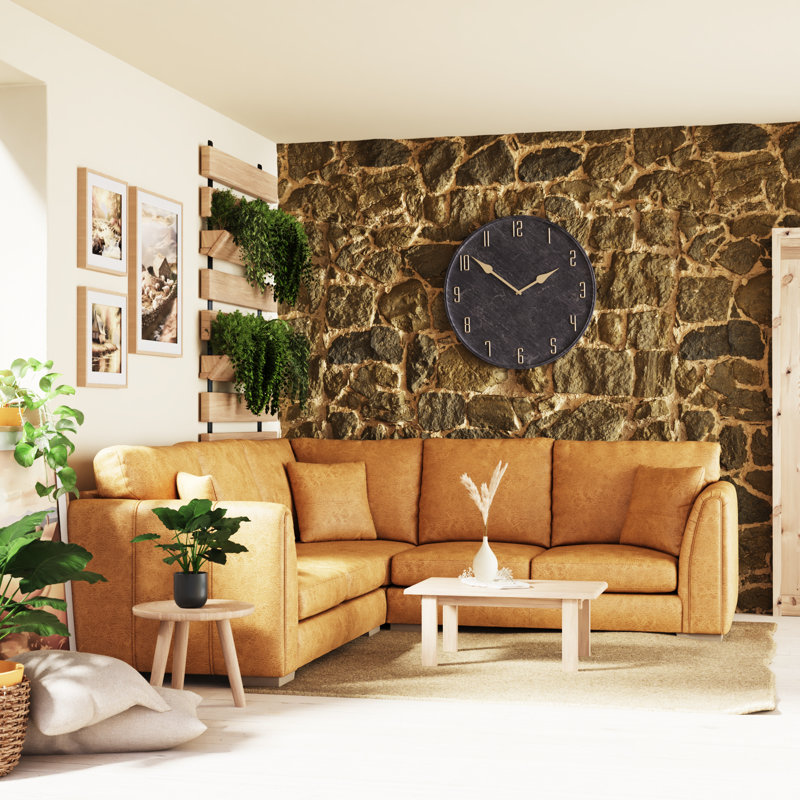 Bablu 5 Seater Faux Leather Corner Sofa , Tan
