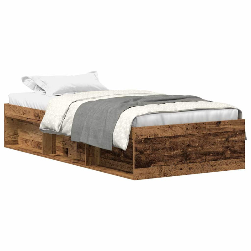 Afriani Storage Bed, European Single (90 x 200cm), Old Wood