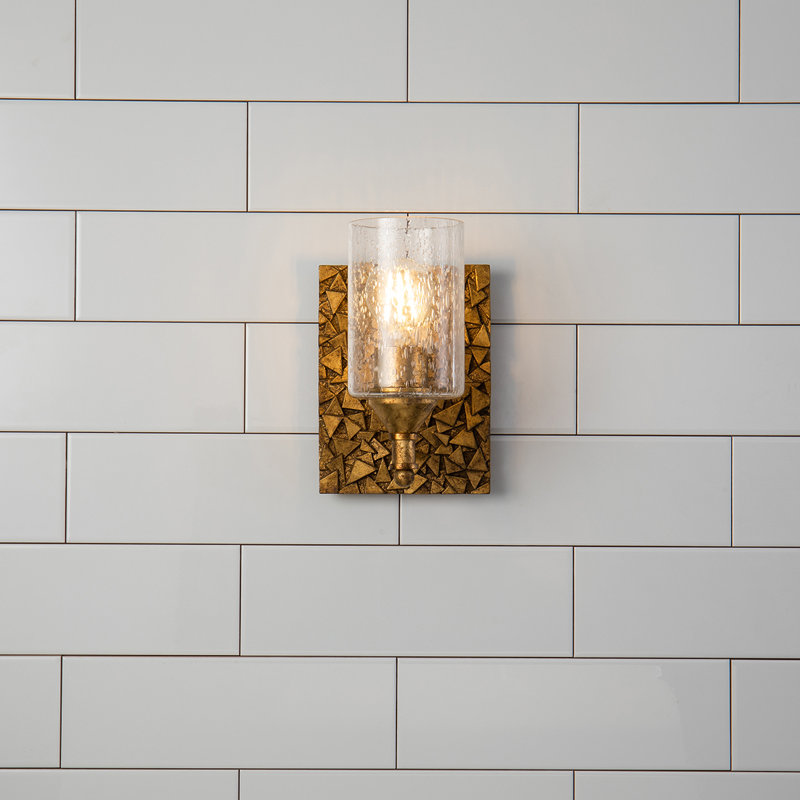 Mosaic 1-Light Wall Sconce In Antique Gold, Gold