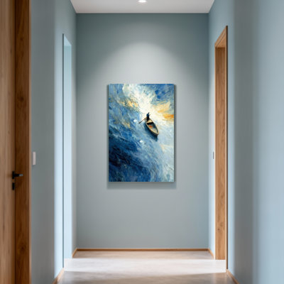 Fashion Boat On Water Under Sky Light Man Rowing