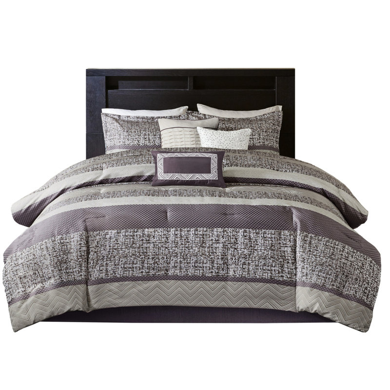 Purple King Luxury Comforter - 7 Piece Bedding Piece, Luxury,, Purple