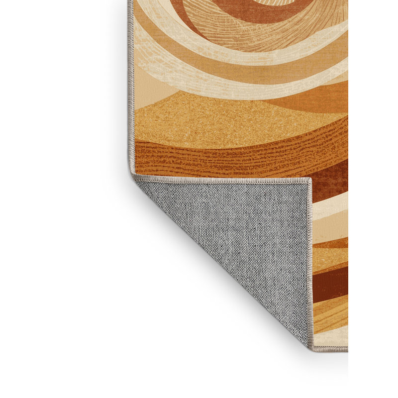 Machine Washable Aedan Pastry Danish Posh & Luxe Rug in Brown – Beige Binding, 8x10