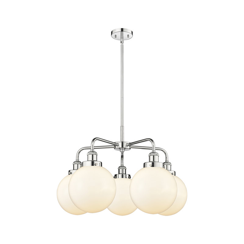 Lustre suspendu 5 lumières à 8 lumières d'Alphonsa, Nickel poli, Grainé, H 17,38 po x l 26 po x P 26 po