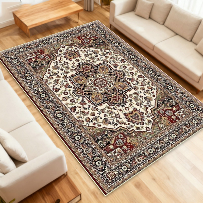 Tapis de salon rétro Vintage - Grand tapis de maison de campagne antique oriental lavable à la main doux - Tapis de décoration de sol intérieur - Beige