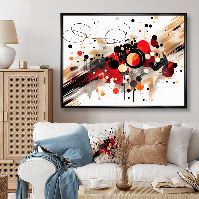 Paysage de rêve abstrait rouge et noir I, Cadre flottant noir, H 12 po x l 20 po x P 1 po