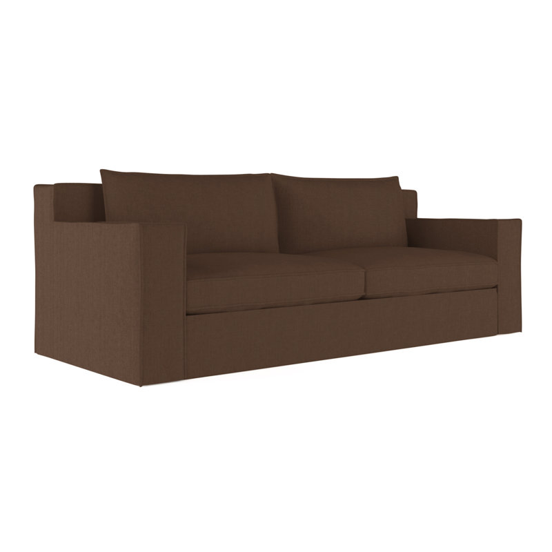 Mulberry Square Track-Arm Sofa with Flange Seam, Box Weave Linen Silver Streak, 33" H x 108" W x 45" D, Weathered
