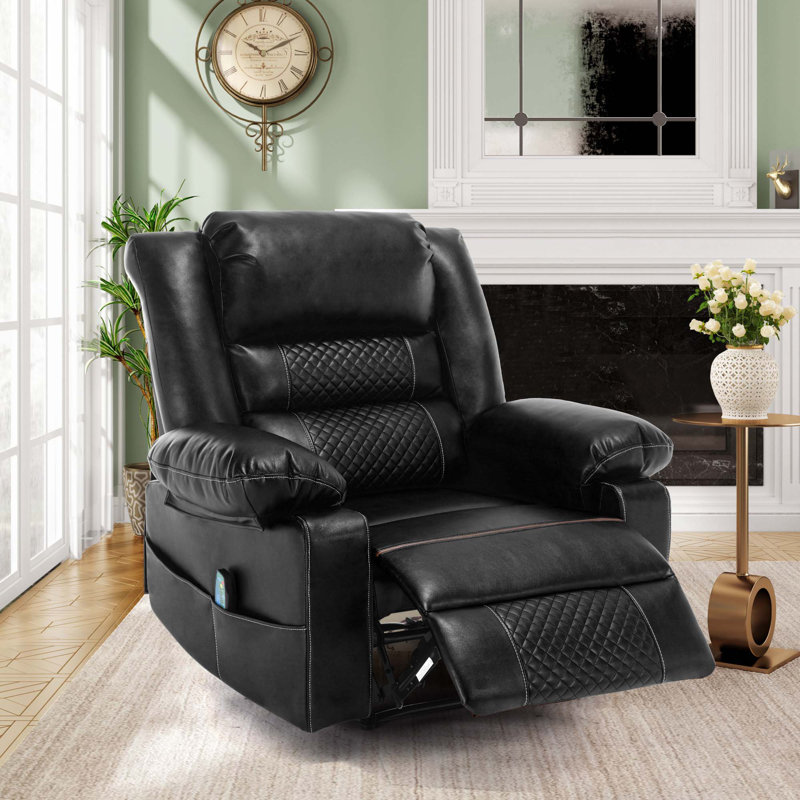 Fauteuil inclinable de massage en cuir respirant, Noir
