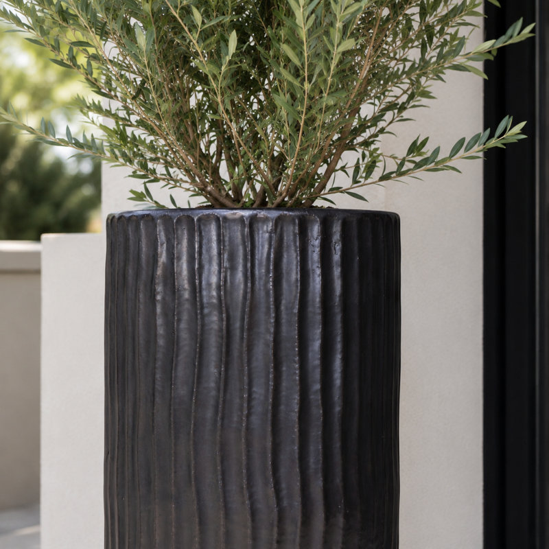 Vase bohème de 35,5 cm de hauteur - Gris anthracite