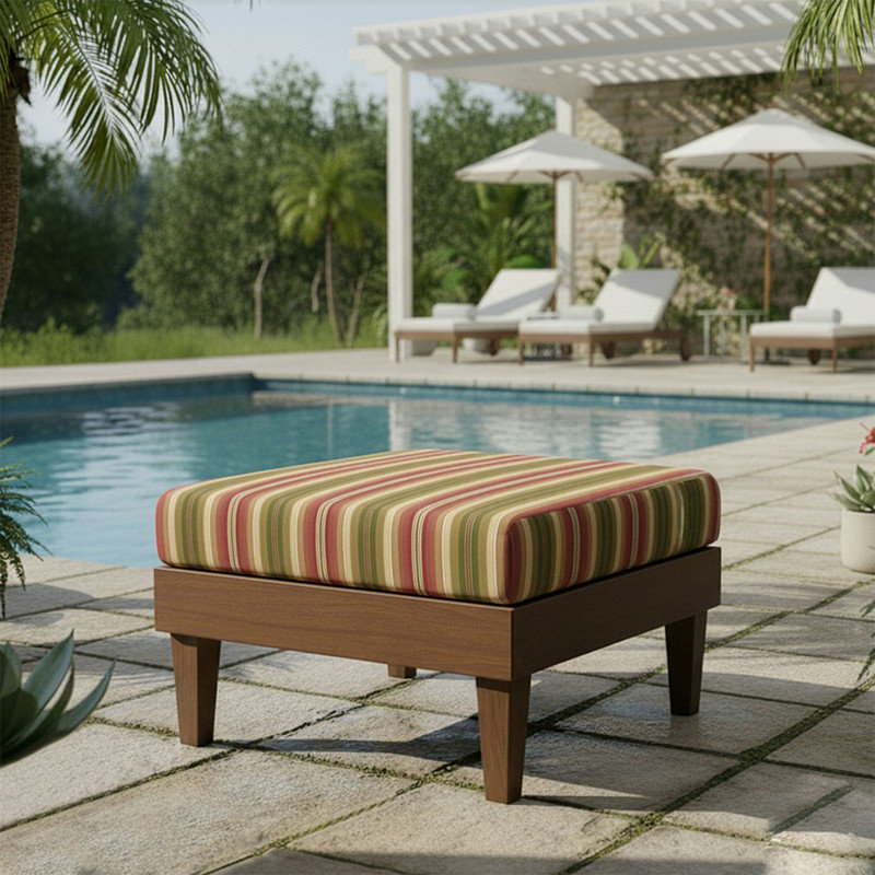 Coussin de remplacement pour repose-pieds d'extérieur Sunbrella, Calista Cabernet rayé