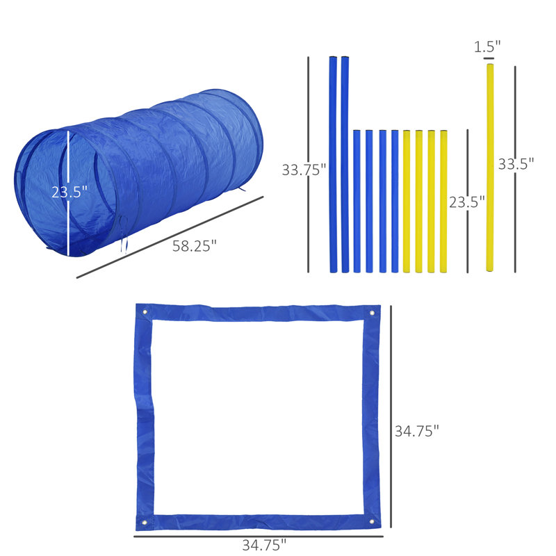 Blue and Yellow Dog Agility Training Course Kit