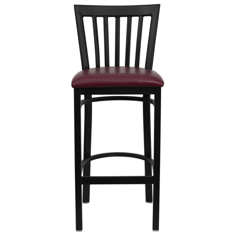 Lyman Counter Stool with Metal Frame, Burgundy Vinyl, Bar Stool (29” Seat Height), 1