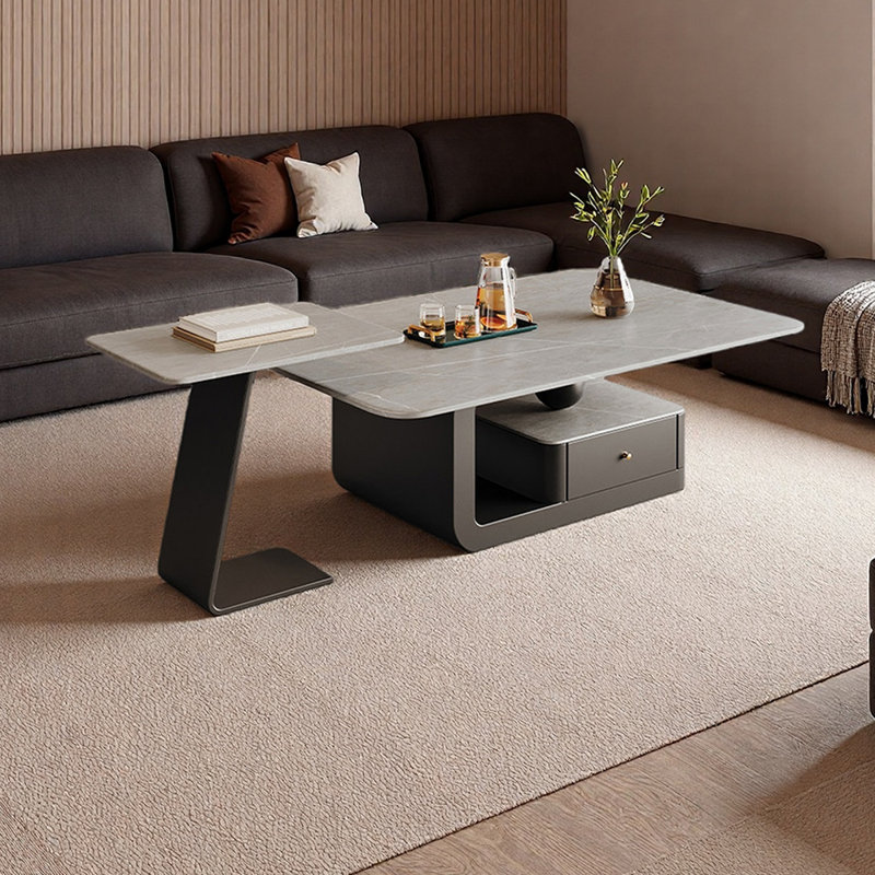 Ensemble de tables basses avec tiroir Minimalisme, H 16,53 po x L 23,62 po x l 47,24 po, Gris clair, Black