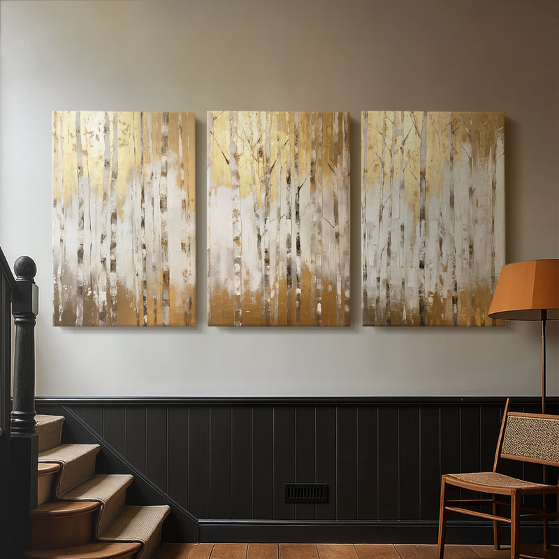 Série ABSTRACT CMLI - Toile tendue sur mesure - 3 pièces, H 60 po x l 120 po