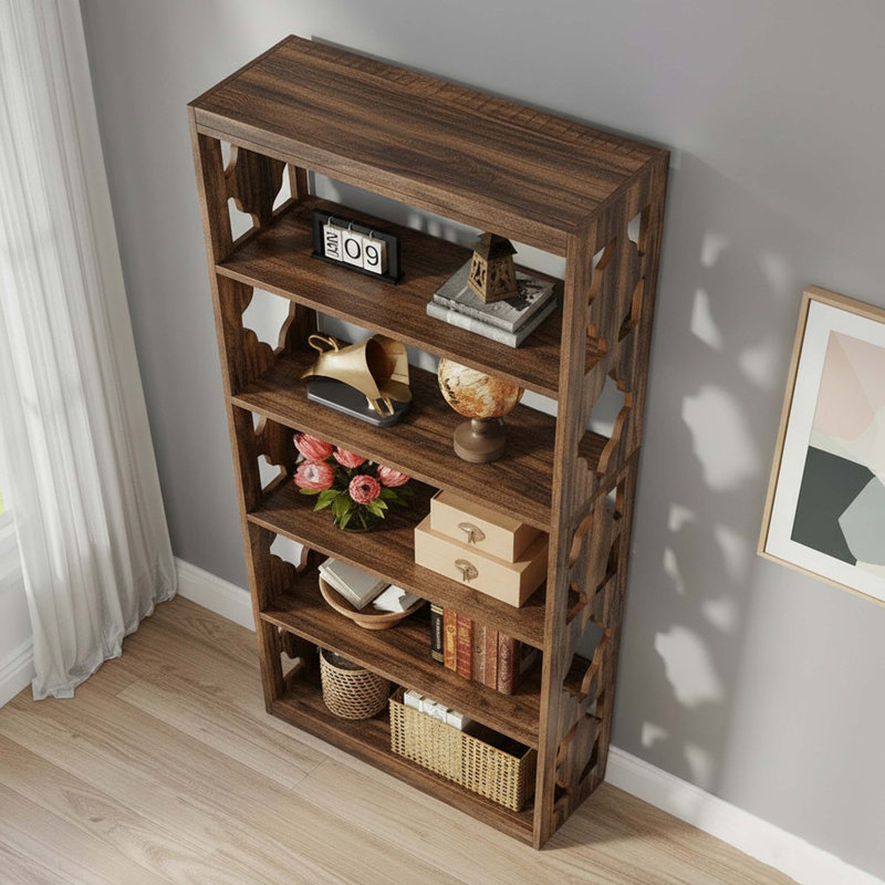 Bibliothèque à 6 niveaux avec tablettes de rangement