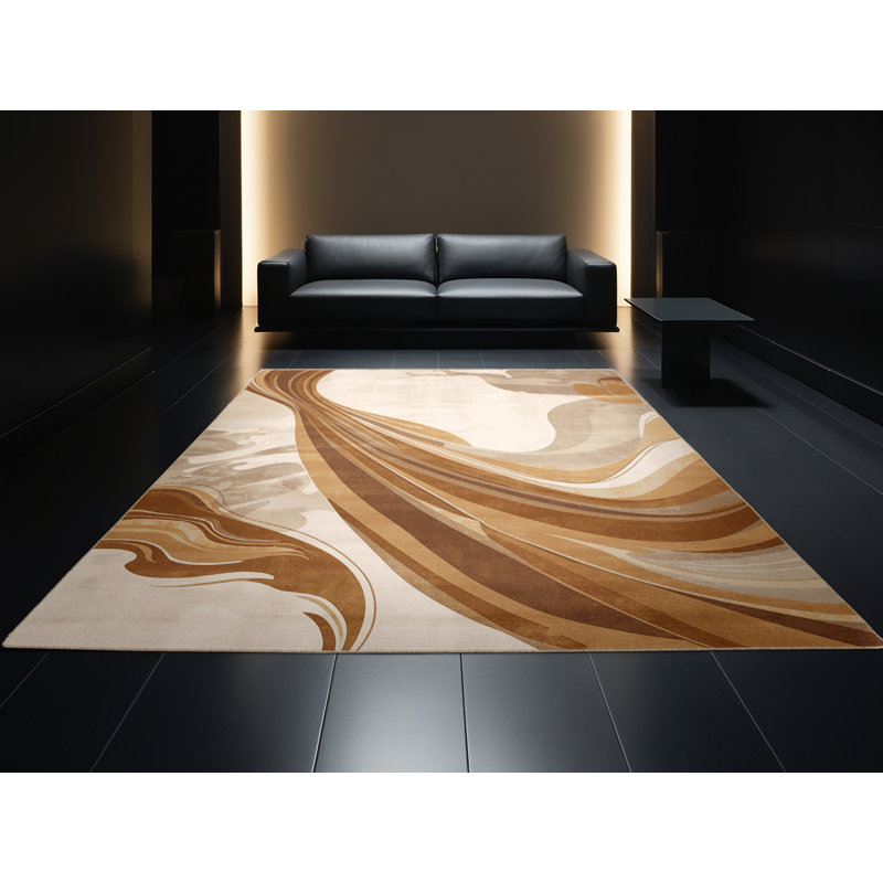 Machine Washable Brooksville Posh & Luxe Solid Color Rug in Beige – Beige Binding, 7x9
