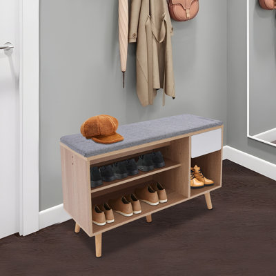 Banc en MDF pour chaussures avec étagère de rangement et porte-chaussures