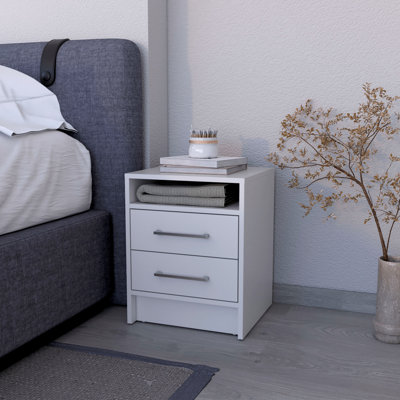 Table de chevet Eastover 2.0 en mélamine avec deux tiroirs Eastover