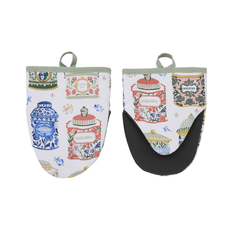 Ulster Weavers Tea Tins Block Print 100% Cotton Oven Mitt Set