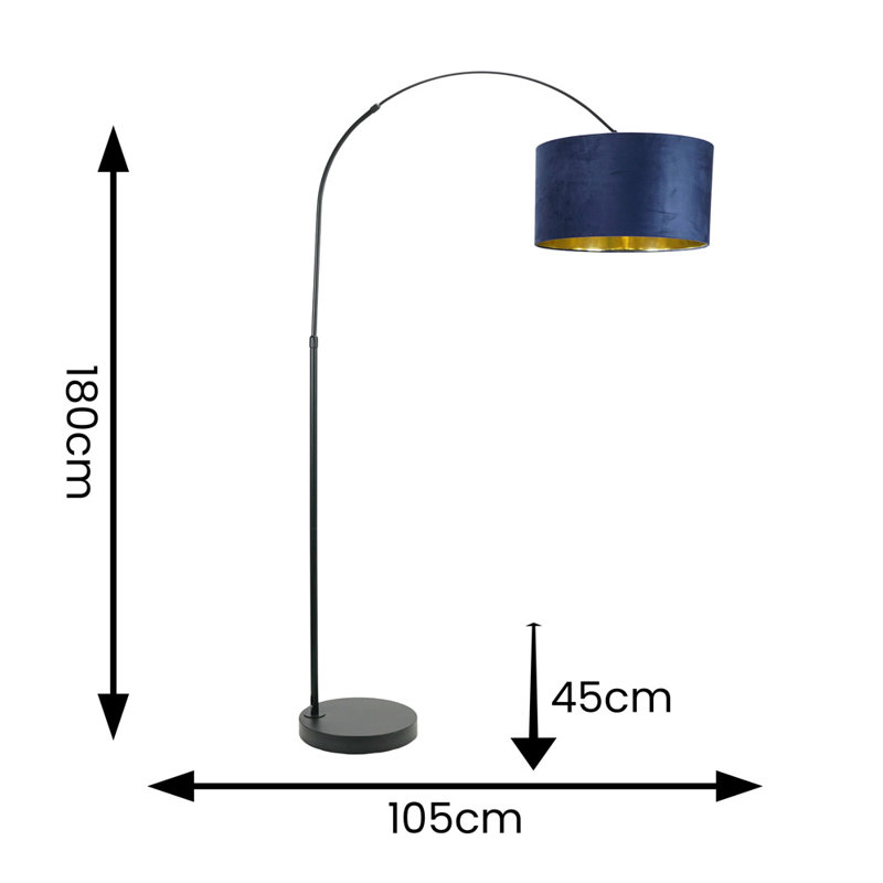 Aidann 180cm Matte Traditional Floor Lamp, Black/Metallic Gold, No