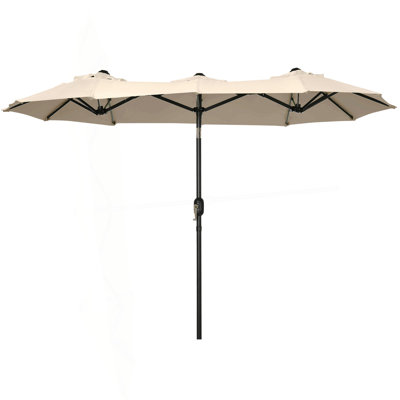 Patio Umbrella, Double-Sided Patio Umbrella 9.5' Large Outdoor Market Umbrella With Push Button Tilt And Crank, 3 Air Vents And 12 Ribs, For Garden, D
