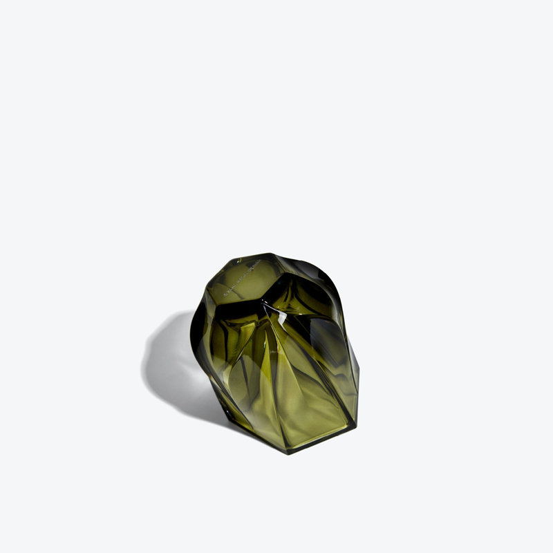 SHIMMER Candle Holder, Green Polished Glass
