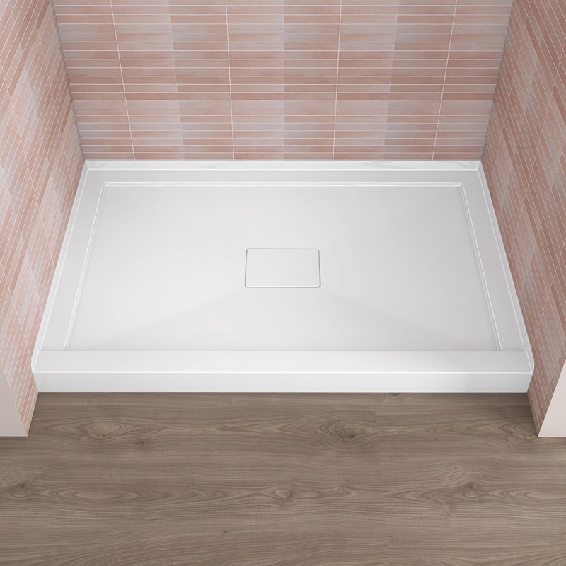 42'' W X 34'' D Alcove Acrylic Shower Base Rectangular Single Threshold Bathroom Shower Floor Pan in White with Center Drain Cover