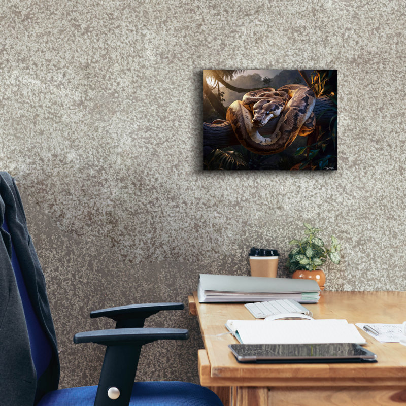 Epic Graffiti 'Python In The Jungle' by Momart Canvas Wall Art, 12" H x 16" W x 0.75" D