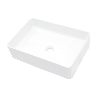 Modern Bathroom Ceramic Vessel Sink In White - Rectangular, Stain-, Attractive Stain , Elegant