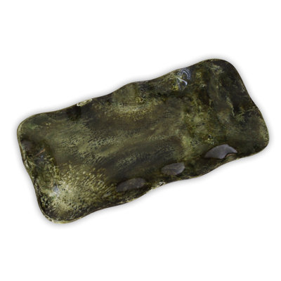 Plateau rectangulaire long en résine malachite (vert)