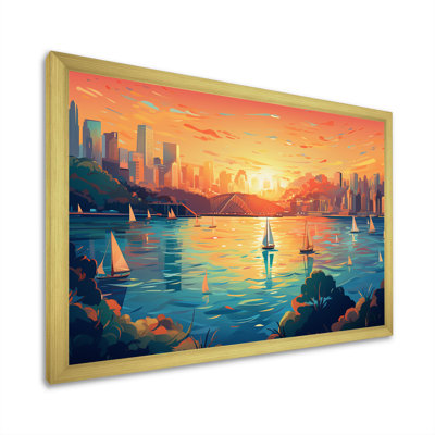 Sydney Harbour, coucher de soleil, côtes I - art mural côtier paysage portuaire