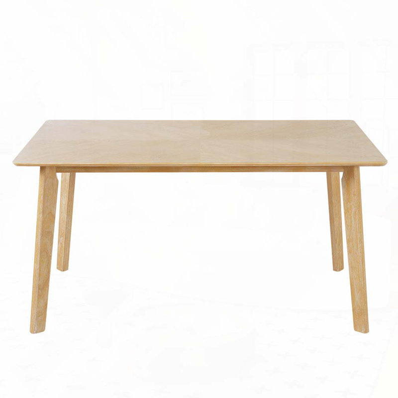 Rectangular Dining Table for 6 Person, Natural Wood Wash