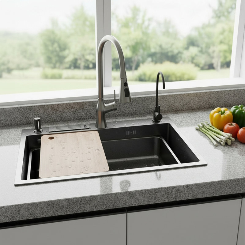 Drop In Kitchen Sink with Pull-out Faucet
